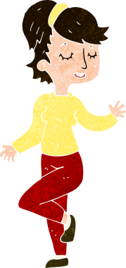 Bir insan tarafından çizilmiş çizgi film dansçısı kadın.