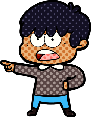 Bir insan tarafından çizilmiş endişeli çizgi film çocuğu.