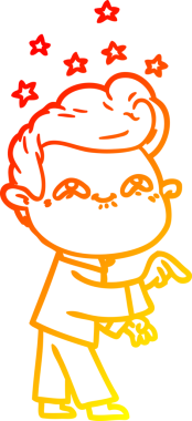 Bir insan tarafından çizilmiş, heyecanlı bir çizgi film çizimi.