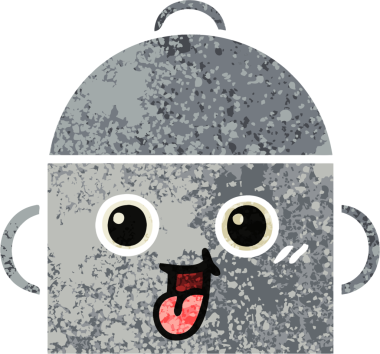 Bir insan tarafından çizilmiş yemek tenceresinin retro çizim tarzı karikatürü.