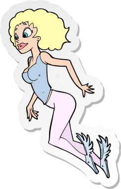 Bir insan tarafından çizilmiş uçan bir kadının çıkartması.