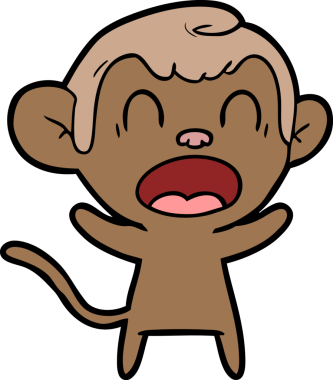 Bir insan tarafından çizilmiş bağıran çizgi maymun.