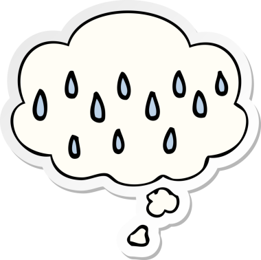 Düşünce baloncuklu karikatür yağmuru insan tarafından çizilmiş bir çıkartma.