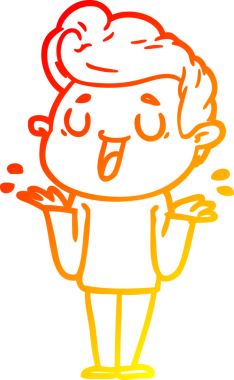 Bir insan tarafından çizilmiş mutlu bir çizgi film karakteri çizimi.