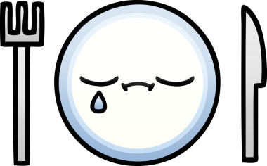 Bir insan tarafından çizilmiş yemek tabağının gölgeli çizgi filmi.