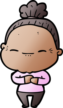 Bir insan tarafından çizilmiş barışçıl yaşlı bir kadın.