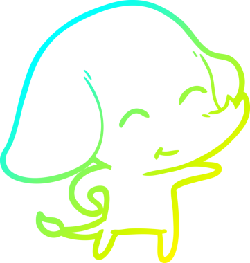 Bir insan tarafından çizilmiş şirin bir filin soğuk gradyan çizgisi