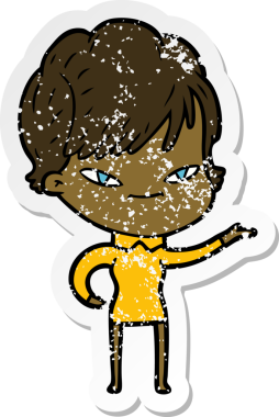 Bir insan tarafından çizilmiş mutlu bir karikatür çıkartması.