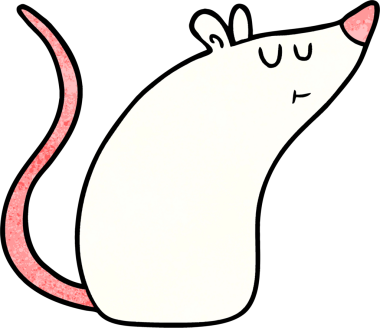 bir insan tarafından çizilmiş beyaz fare çizgi filmi