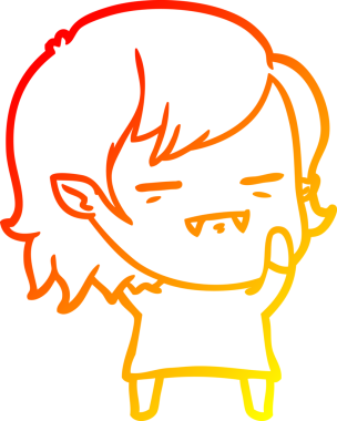 Bir insan tarafından çizilmiş ölümsüz vampir bir kızın sıcak çizgi çizimi