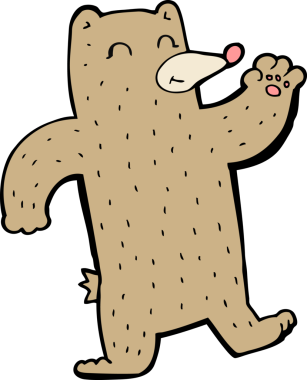 Bir insan tarafından çizilmiş bir çizgi film ayısı.