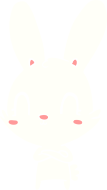 Bir insan tarafından çizilmiş düz renk çizgi film tavşanı.