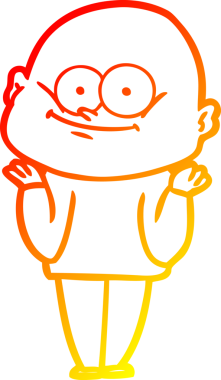 Bir insan tarafından çizilmiş kel bir adamın sıcak çizgi çizimi.