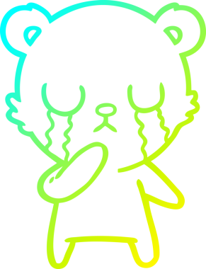 Bir insan tarafından çizilmiş ağlayan kutup ayısı karikatürü.