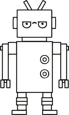 Bir insan tarafından çizilmiş rahatsız bir robotun çizgi çizimi