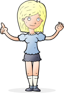 Bir insan tarafından çizilen fikri açıklayan karikatür kadın.