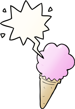 bir insan tarafından çizilmiş, konuşma baloncuklu çizgi film dondurması.