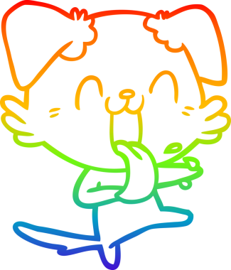 Gökkuşağı gradyan çizgi çizimi Bir insan tarafından çizilmiş nefes nefese bir köpek