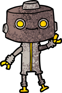 Bir insan tarafından çizilmiş çizgi film robotu