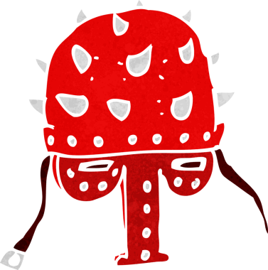 Bir insan tarafından çizilmiş çivili miğfer.