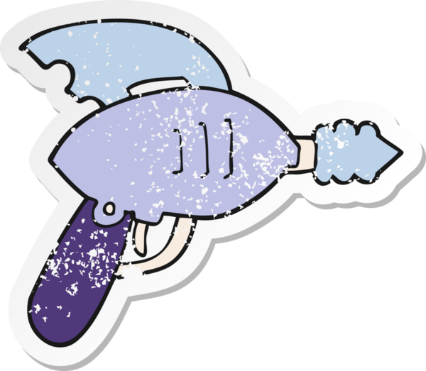 Bir insan tarafından çizilmiş bir ışın tabancasının sıkıntılı çıkartması.