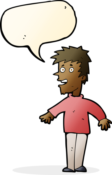 Bir insan tarafından çizilmiş konuşma balonu olan mutlu bir çocuk.