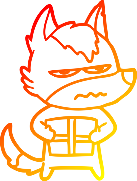 Bir insan tarafından çizilmiş kızgın bir kurdun sıcak çizgi çizimi.