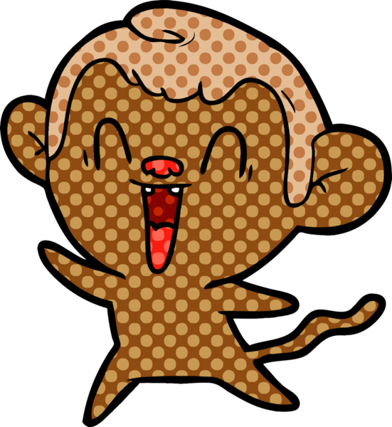 Bir insan tarafından çizilmiş gülen maymun çizgi filmi