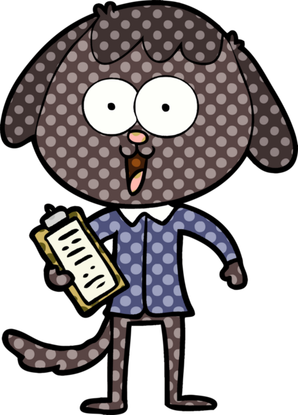 Bir insan tarafından çizilmiş ofis tişörtü giyen sevimli bir köpek.