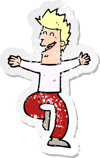 Bir insan tarafından çizilmiş gülen bir çizgi filmin gerilimli çıkartması.