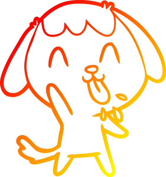 Bir insan tarafından çizilmiş sevimli bir köpeğin sıcak çizgi çizgisi.