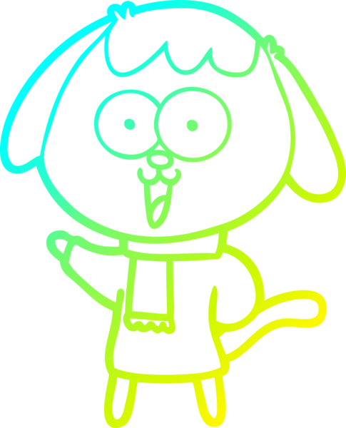 Bir insan tarafından çizilmiş şirin bir çizgi köpeğin soğuk gradyan çizgisi.