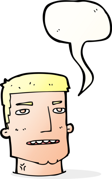 Bir insan tarafından çizilmiş konuşma balonlu erkek kafası.