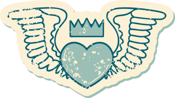 Bir insan tarafından çizilmiş kanatlı bir kalbin sembolik dövmesi.