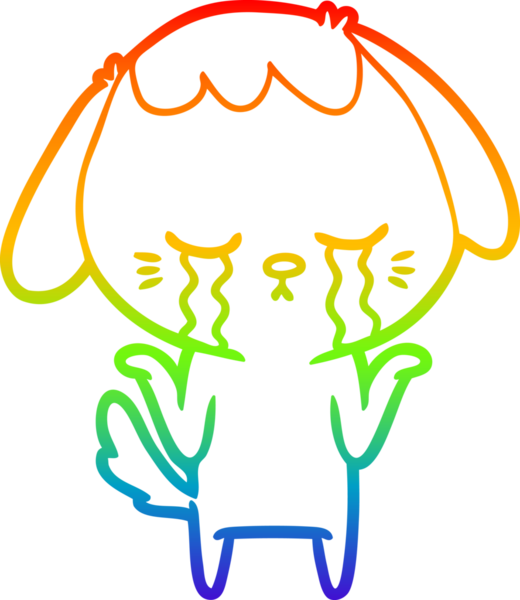 gökkuşağı gradyan çizgi çizimi bir insan tarafından çizilmiş ağlayan bir köpek