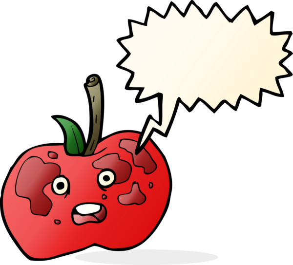 bir insan tarafından çizilmiş konuşma balonlu çizgi film elması