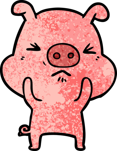 Bir insan tarafından çizilmiş kızgın domuz çizgi filmi.