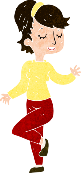 Bir insan tarafından çizilmiş çizgi film dansçısı kadın.