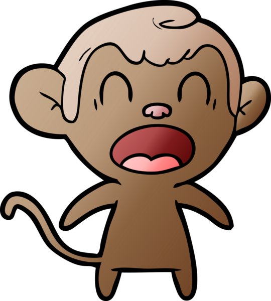 Bir insan tarafından çizilmiş bağıran çizgi maymun.