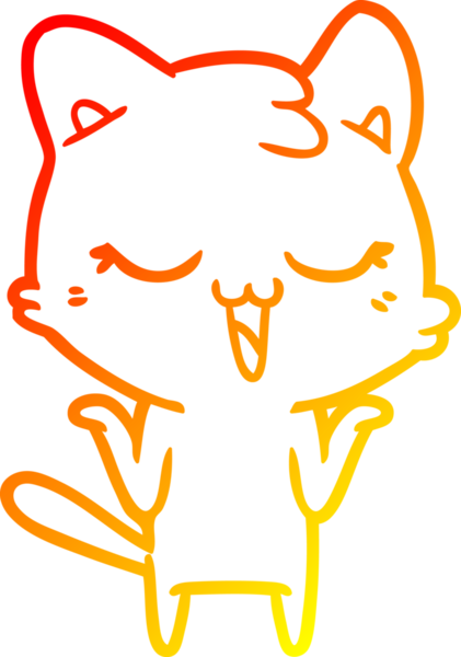 Bir insan tarafından çizilmiş çizgi film kedisinin sıcak çizgi çizimi