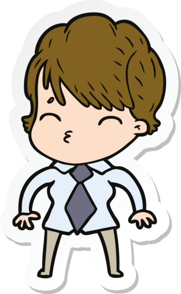 Bir insan tarafından çizilmiş bir karikatür kadının çıkartması.