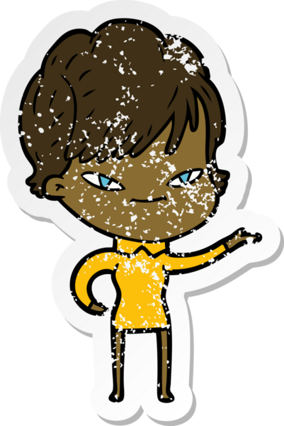 Bir insan tarafından çizilmiş mutlu bir karikatür çıkartması.