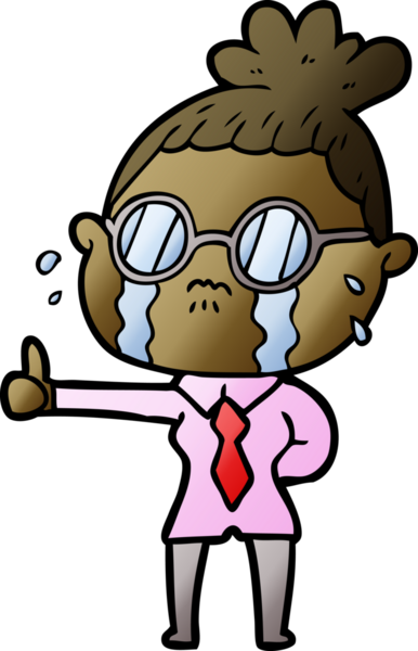 Bir insan tarafından çizilmiş gözlüklü, ağlayan bir kadın.