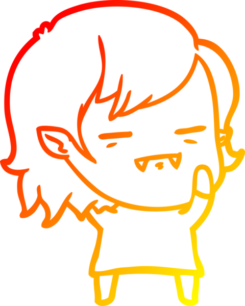 Bir insan tarafından çizilmiş ölümsüz vampir bir kızın sıcak çizgi çizimi