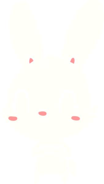 Bir insan tarafından çizilmiş düz renk çizgi film tavşanı.