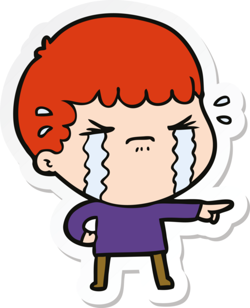 Bir insan tarafından çizilmiş, ağlayan bir çizgi film karakterinin çıkartması.