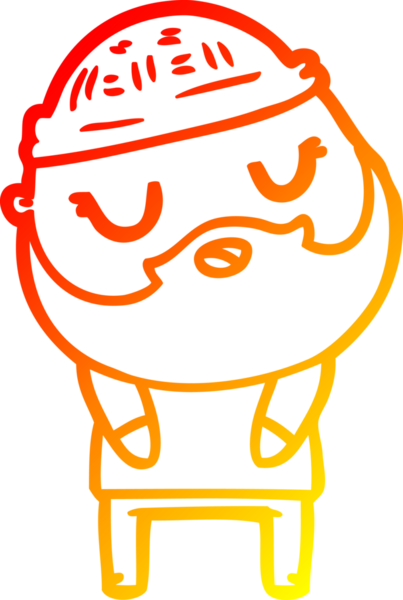 Bir insan tarafından çizilmiş sakallı bir çizgi film karakteri.