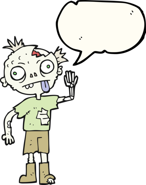 Bir insan tarafından çizilmiş serbest konuşma balonu çizgi filmi zombisi