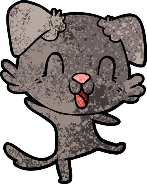 Bir insan tarafından çizilmiş gülen çizgi film köpeği.