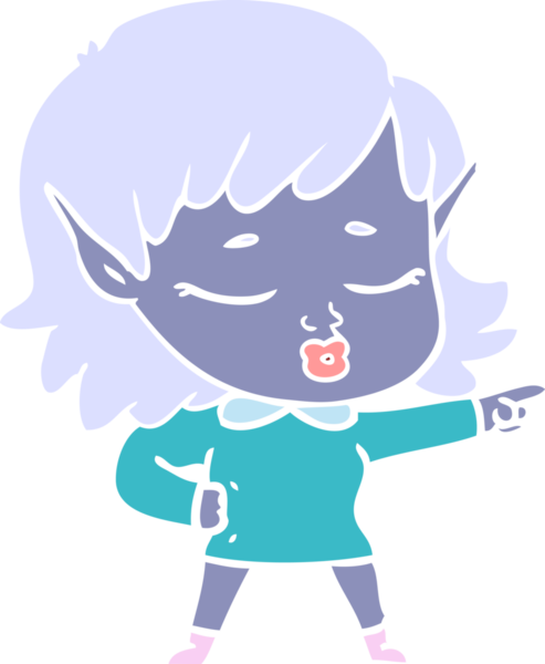 Bir insan tarafından çizilmiş düz renkli bir elf kızı.